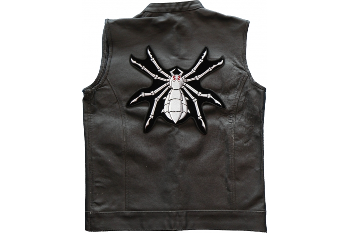 Spider Patch, Large Animal Patches for Jackets shown on leather vest