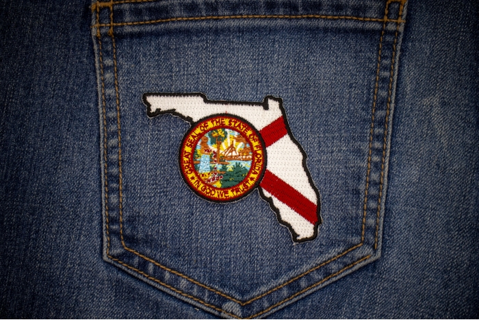 Florida Patch with State Seal and Map shown on jeans