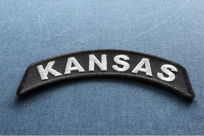 Kansas Patch Iron on State Rocker diagonal view