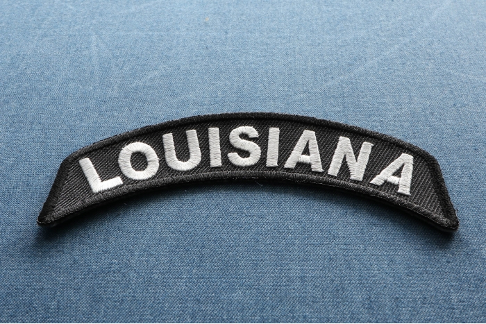 Louisiana Patch Iron on State Rocker diagonal view