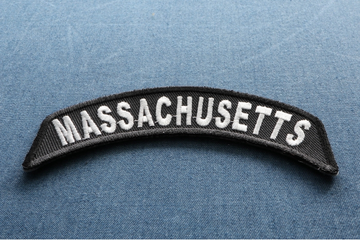 Massachusetts Patch Iron on State Rocker diagonal view