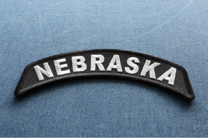 Nebraska Patch Iron on State Rocker diagonal view