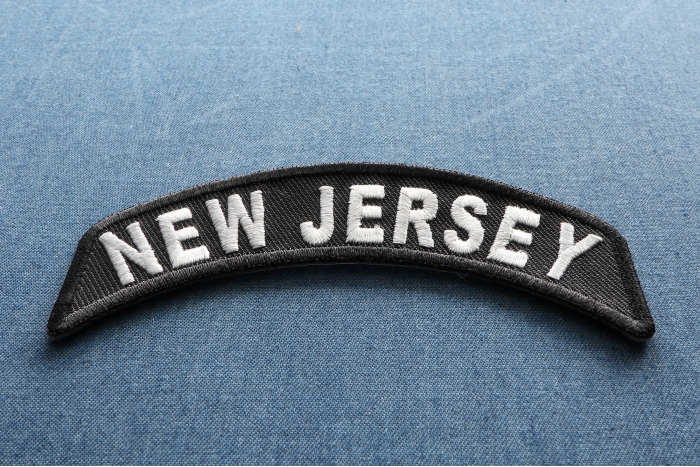 New Jersey Patch Iron on State Rocker diagonal view