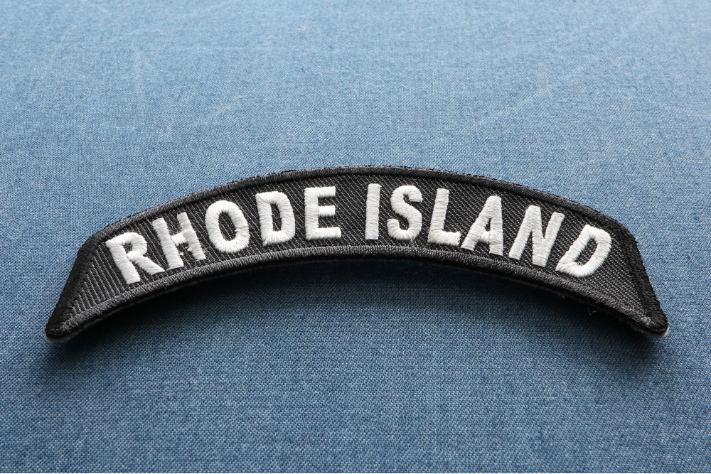 Rhode Island Patch Iron on State Rocker diagonal view