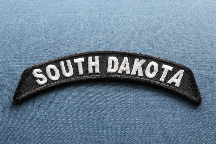 South Dakota Patch Iron on State Rocker diagonal view