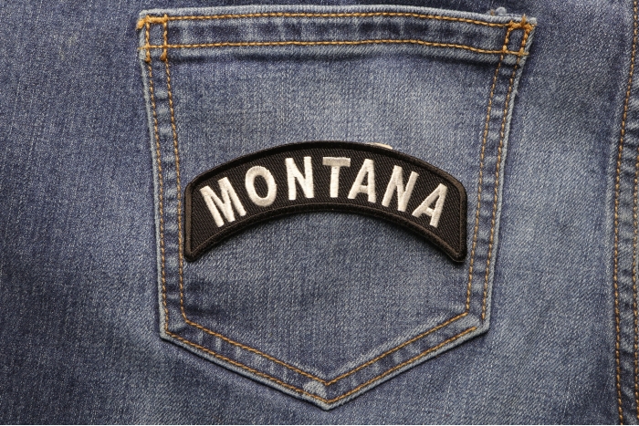 Montana Patch Iron on State Rocker shown on jeans