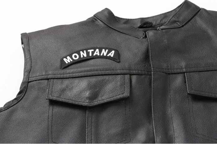 Montana Patch - 4x1.75 inch shown on leather vest