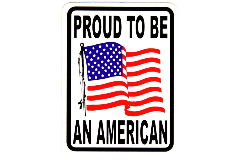 Proud To Be An American With Wavy Flag Sticker