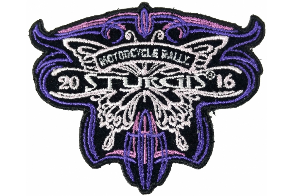 Sturgis 2016 Motorcycle Rally Iron on Patch Purple Butterfly