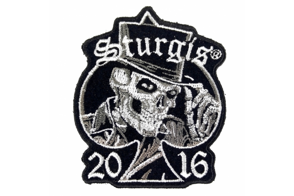 Sturgis 2016 Motorcycle Rally Patch Tall Hat Skull