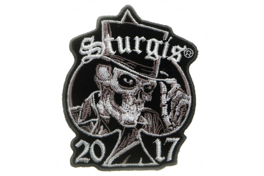 Sturgis 2017 Iron on Patch Tall Hat Skull