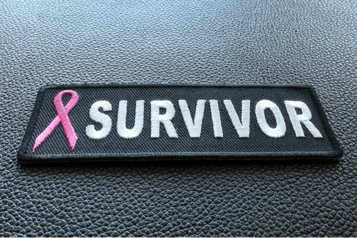 Breast Cancer Survivor Pink Ribbon Patch diagonal view