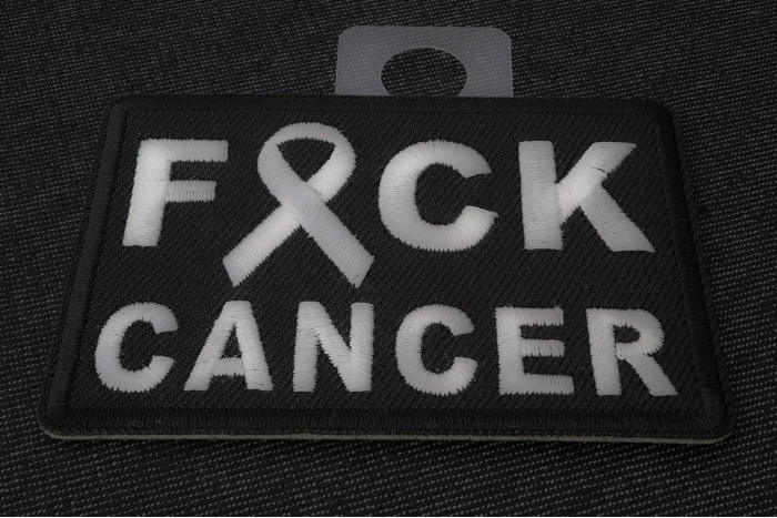 FCK Cancer White Ribbon Patch diagonal view