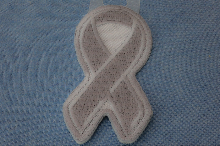 Gray Asthma and Brain Cancer Awareness Ribbon Patch diagonal view