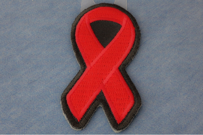 Red Ribbon Aids Awareness Patch diagonal view