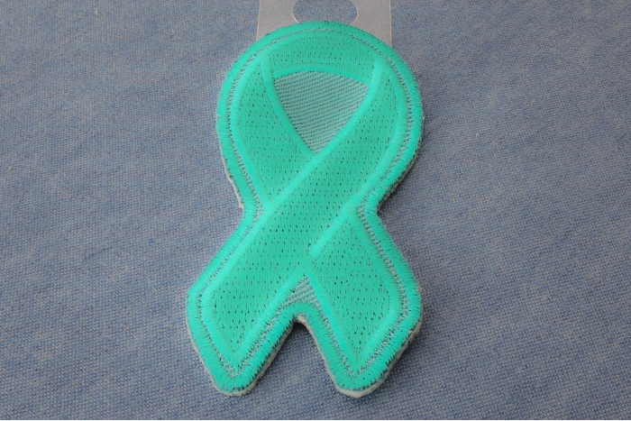 Teal PTSD Awareness Ribbon Patch diagonal view