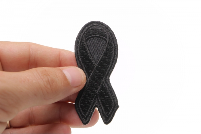 Black Ribbon Patch, Support Ribbon Patches shown on hand for size comparison