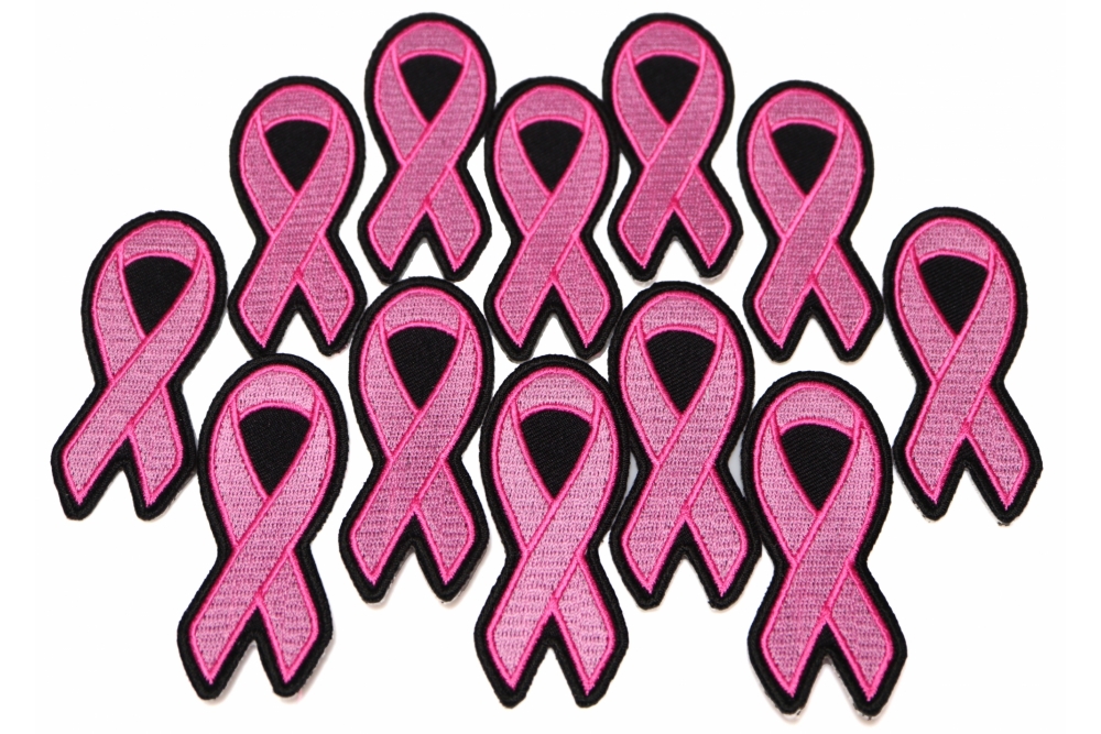 Pack of One Dozen Pink Ribbon Patches in Bulk by Ivamis Patches