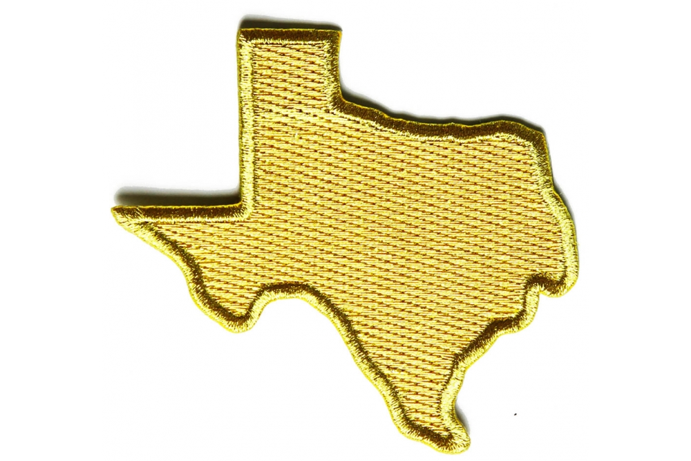 Gold Embroidered Texas Map Iron on Patch