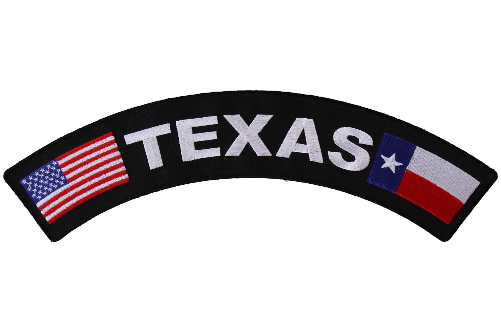 Texas Large Rocker With US and Texas Flags Patch