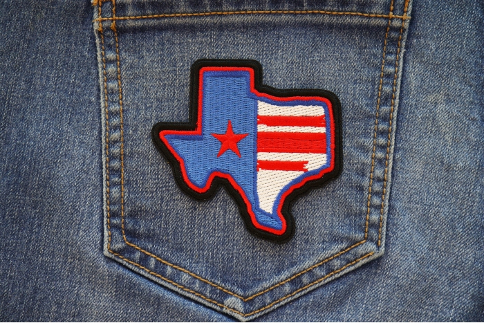 Texas Pride Iron on Patch shown on jeans