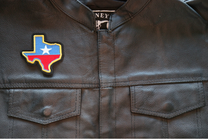 Texas Patch shown on leather vest