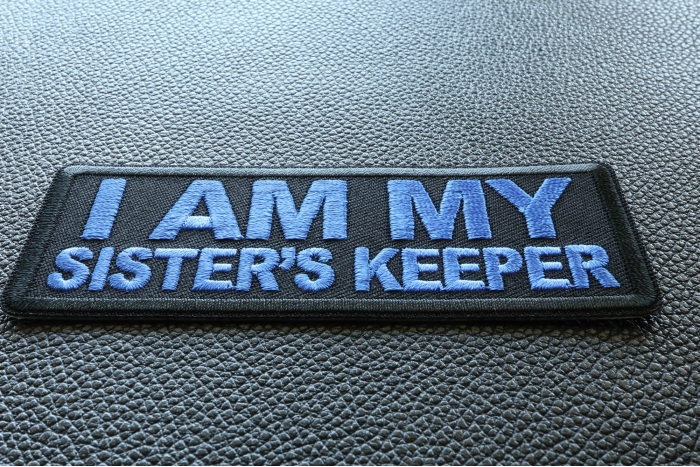 I am My Sister's Keep Patch Blue diagonal view