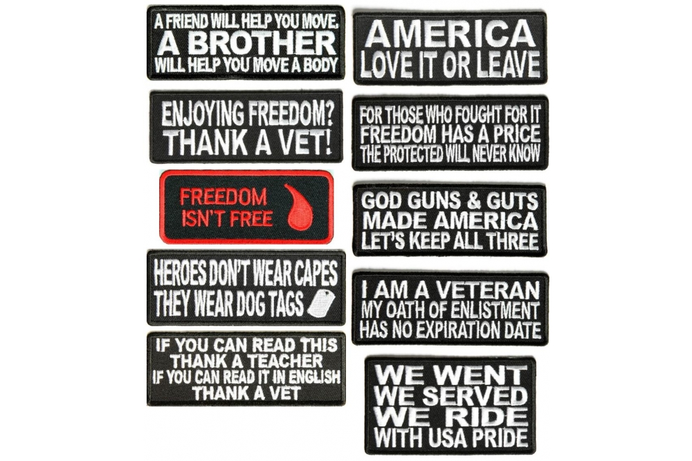 Small Veteran Patches Assortment Pack Of 10 Patches