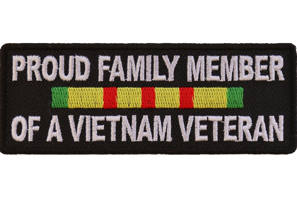 Biker Military Vet 009-I Vietnam Veteran Ribbon Embroidered Iron On Patch