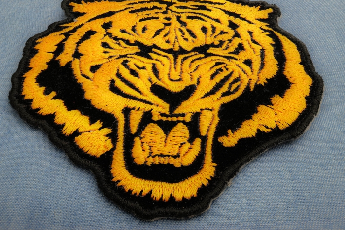 Small Orange Baron Tiger Iron on Patch diagonal view