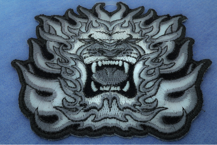 Tribal Lion Small Iron on Patch diagonal view