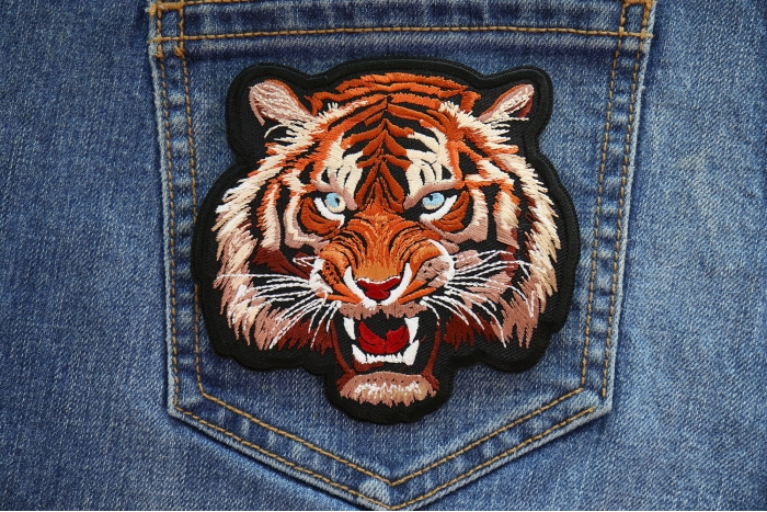 Handsome Tiger Patch shown on jeans