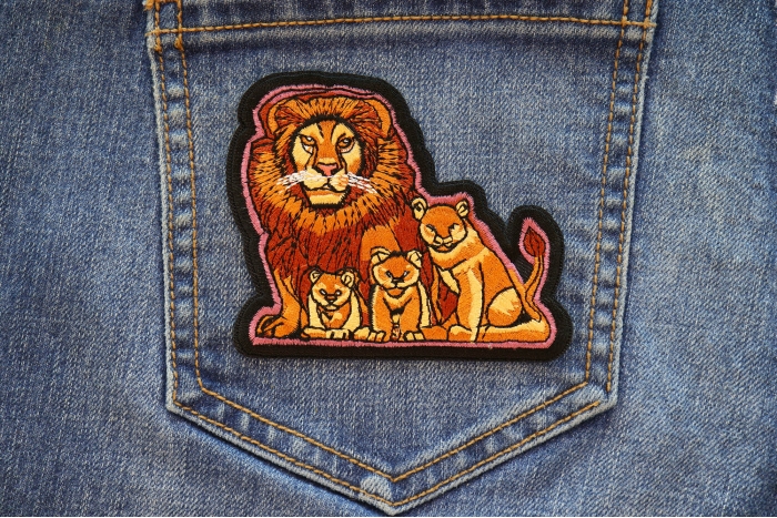 Lion and Cubs Patch shown on jeans