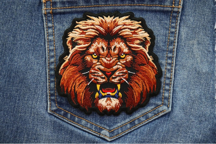 Lion Stare Patch shown on jeans