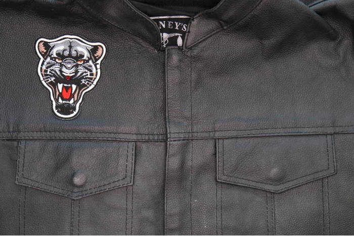 Jaguar Snarling Patch shown on leather vest