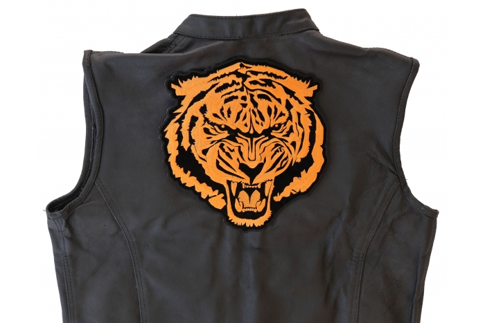 Tiger Patch, Large Animal Patches for Jackets shown on leather vest