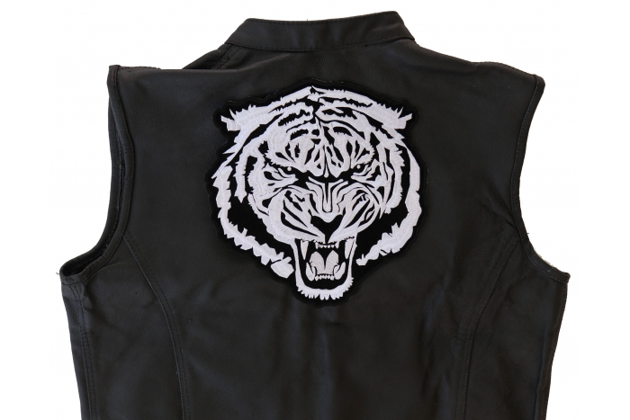 Tiger Patch, Large Animal Patches for Jackets shown on leather vest