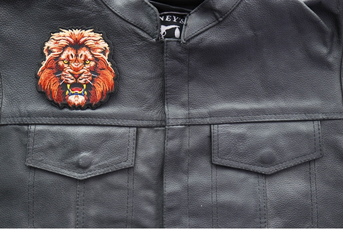 Lion Stare Patch shown on leather vest