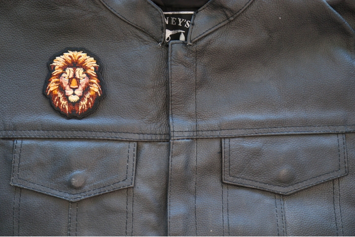 Lion with a Stare Patch shown on leather vest