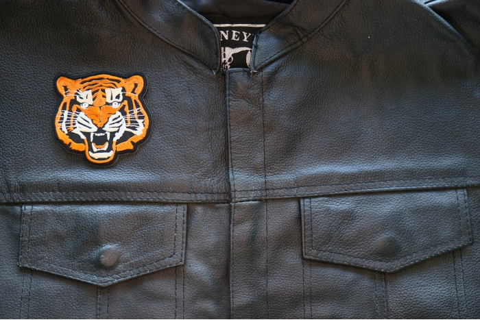 Tiger Iron on Patch shown on leather vest