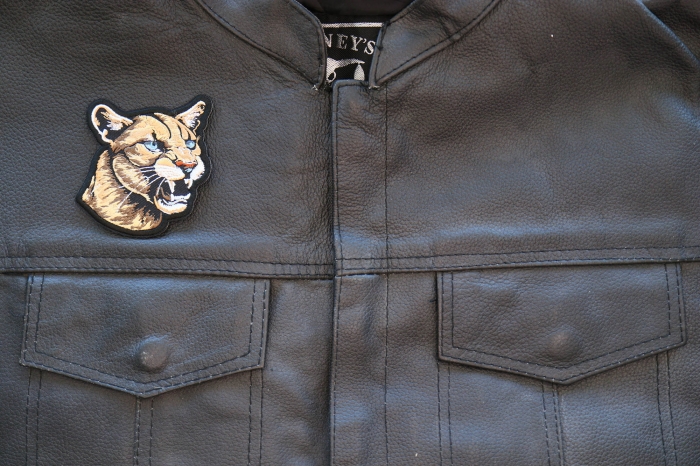 Vicious Cougar Patch shown on leather vest