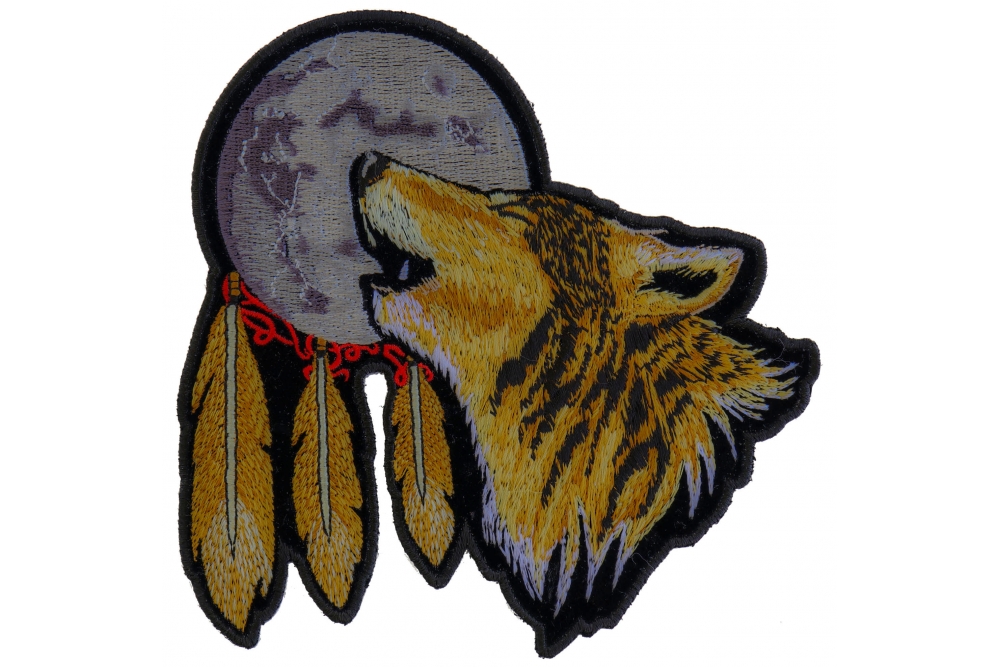 Download Howling Wolf With Moon 6 Inch Patch Wolf Patches Thecheapplace