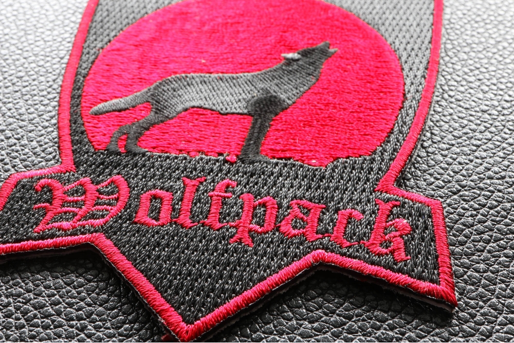 Wolfpack Patch In Red With Howling Moon | Wolf Patches -TheCheapPlace