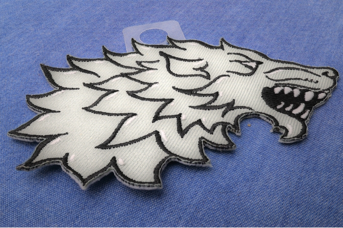 Wolf Patch Iron on Embroidered diagonal view