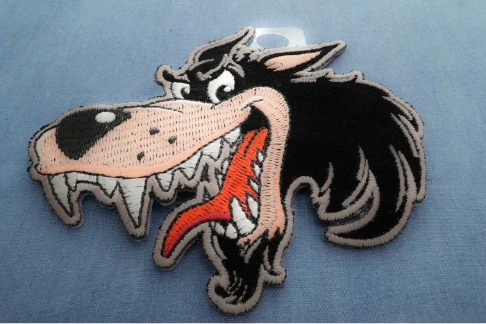 Small Cartoon Wolf Patch diagonal view
