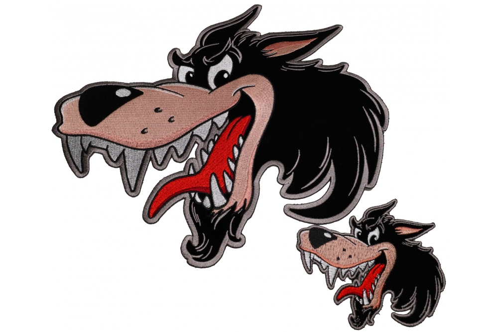 Cartoon Wolf Patch Small and Large Set