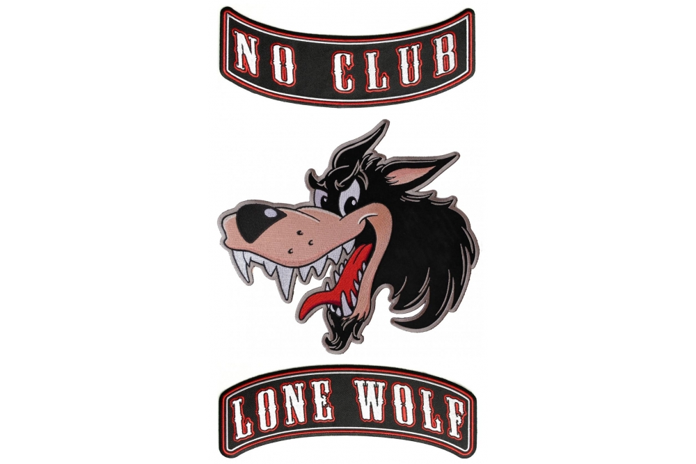 Lone Wolf No Club Fun 3 Piece Patch Set For Bikers