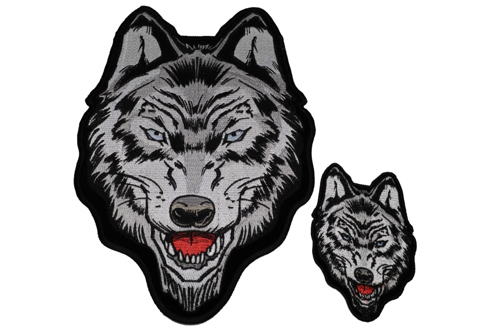 Set of 2 Small and Large Wolf Patches
