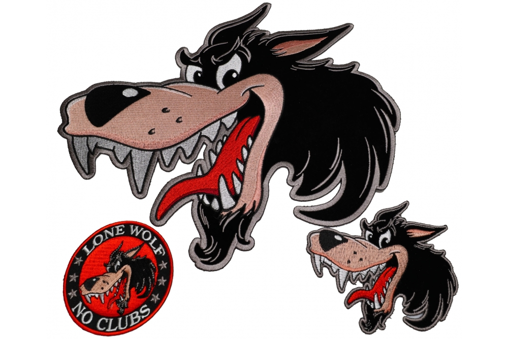 Set of 3 Cartoon Wolf Patches