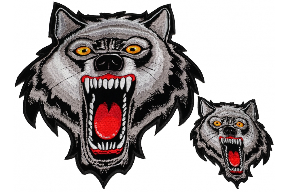 Wild Wolf Two Piece Small and Large Embroidered Patch Set